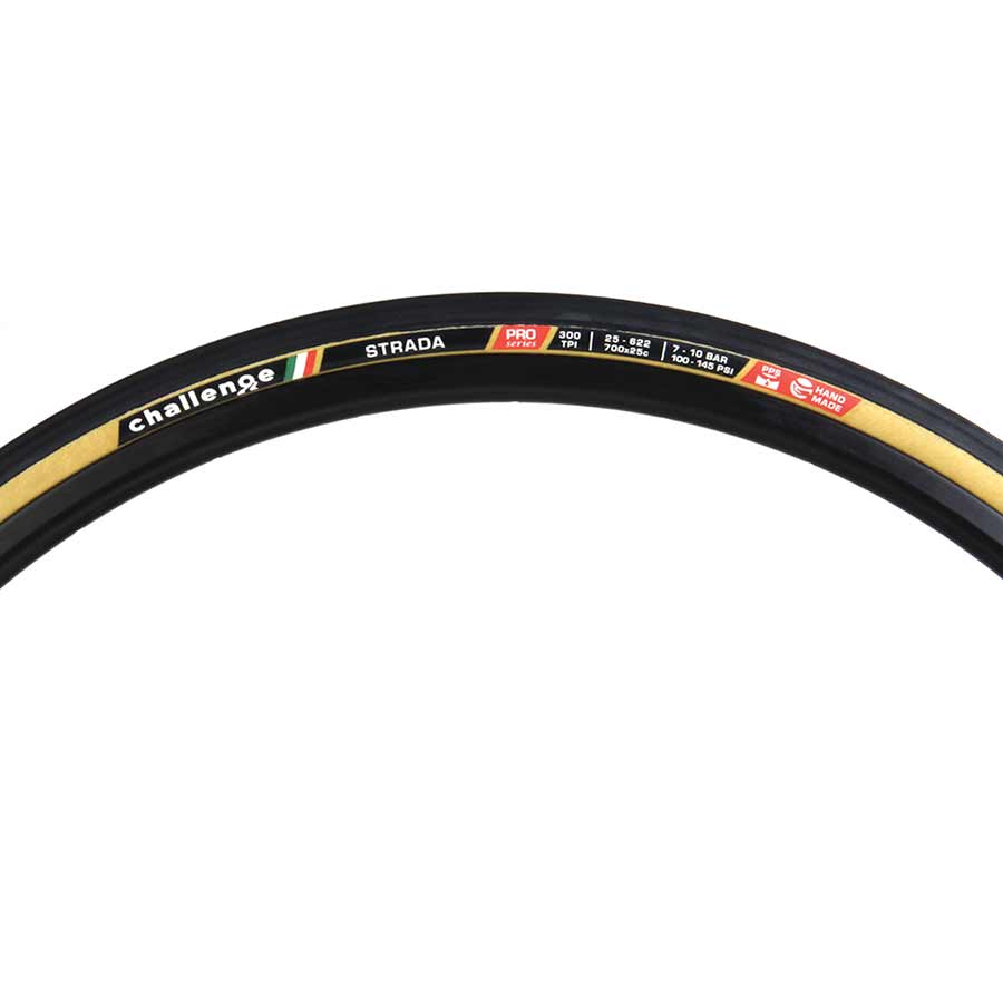 Challenge, Strada Pro, Tire, 700x25C, Folding, Clincher, Natural, SuperPoly, PPS, 300TPI, Tanwall