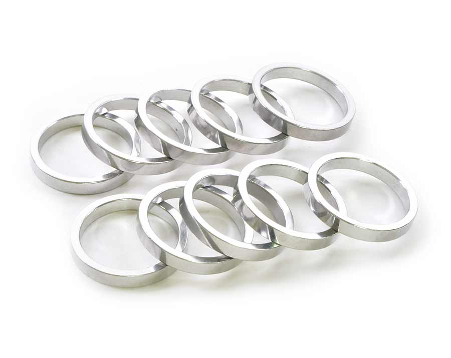 Wheels Manufacturing, Headset Spacer, 1-1/8'', Height: 1.5mm/2.5mm/5mm/7.5mm/10mm, Aluminum, 105pcs