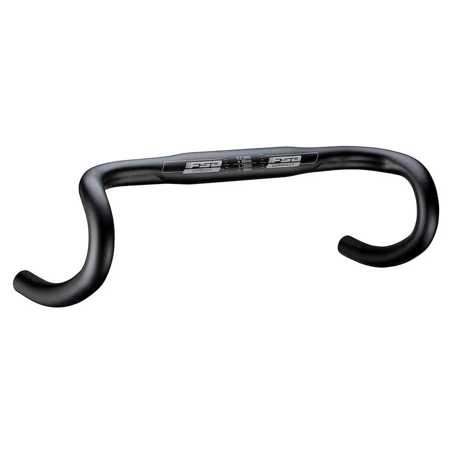 FSA, Omega Compact, Road handlebar, 31.8mm, 400mm, Reach:80mm, Drop:125mm, Black