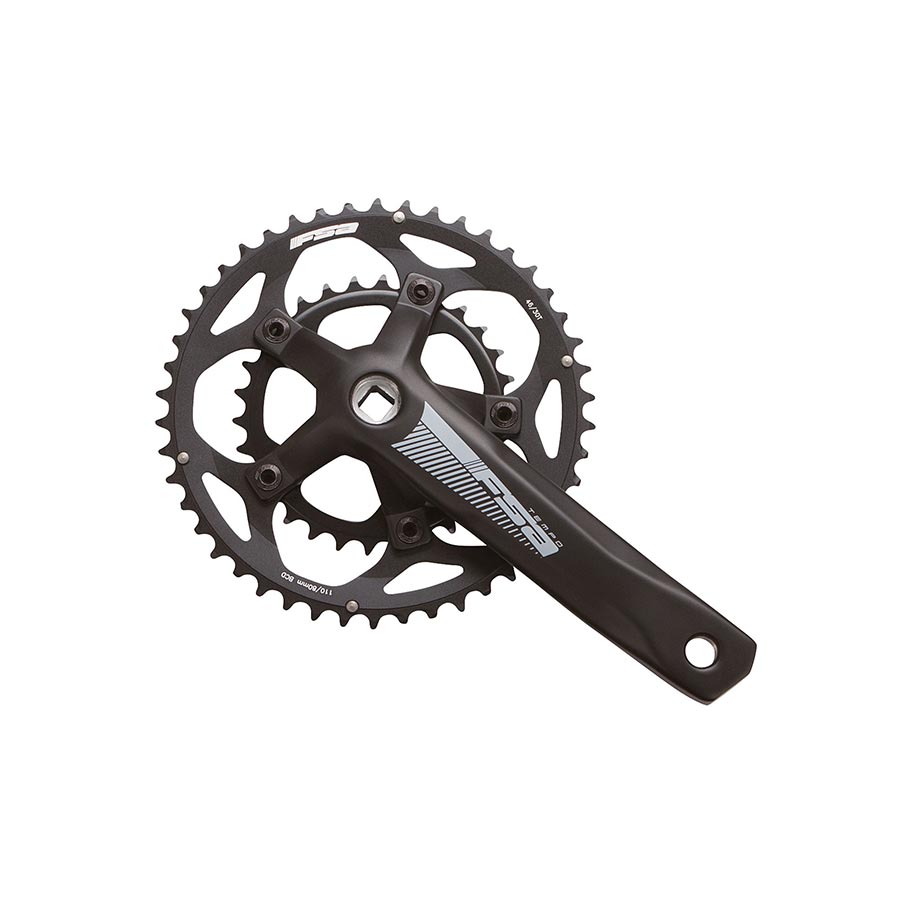 FSA, Tempo Double Adv JIS, Crankset, Speed: 10/11, BCD: 80/110, 30/46, Square, 170mm, Black