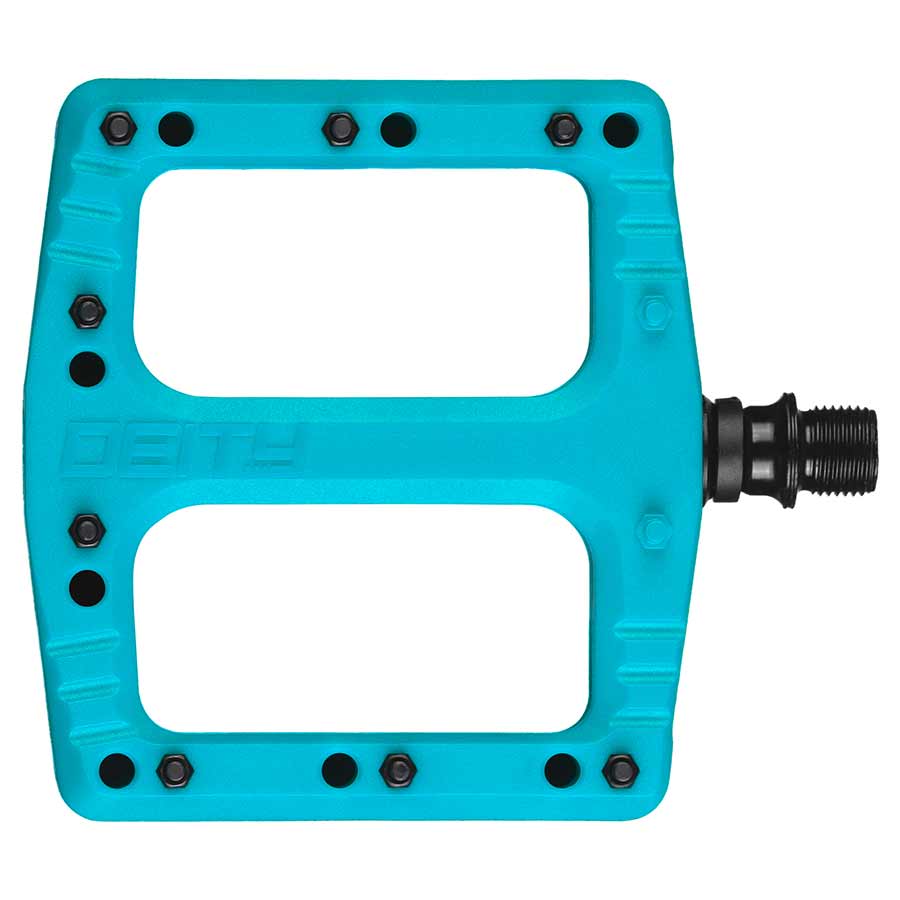 Deity, Deftrap, Platform Pedals, Body: Nylon, Spindle: Cr-Mo, Turquoise, Pair