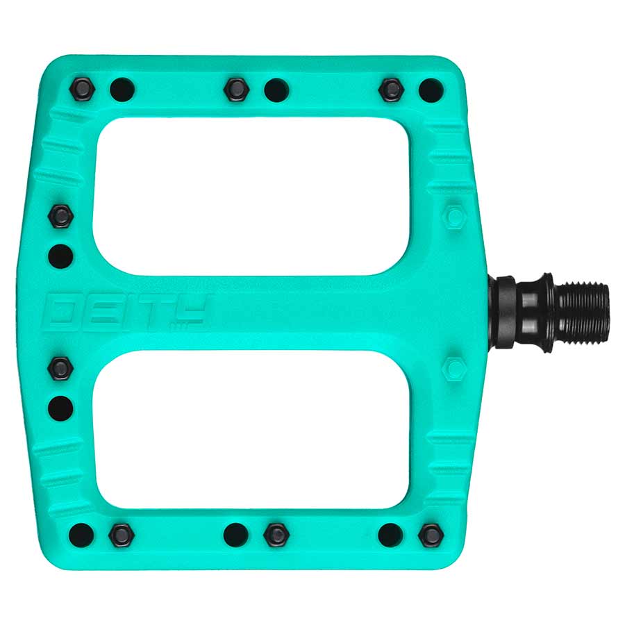 Deity, Deftrap, Platform Pedals, Body: Nylon, Spindle: Cr-Mo, Turquoise, Pair