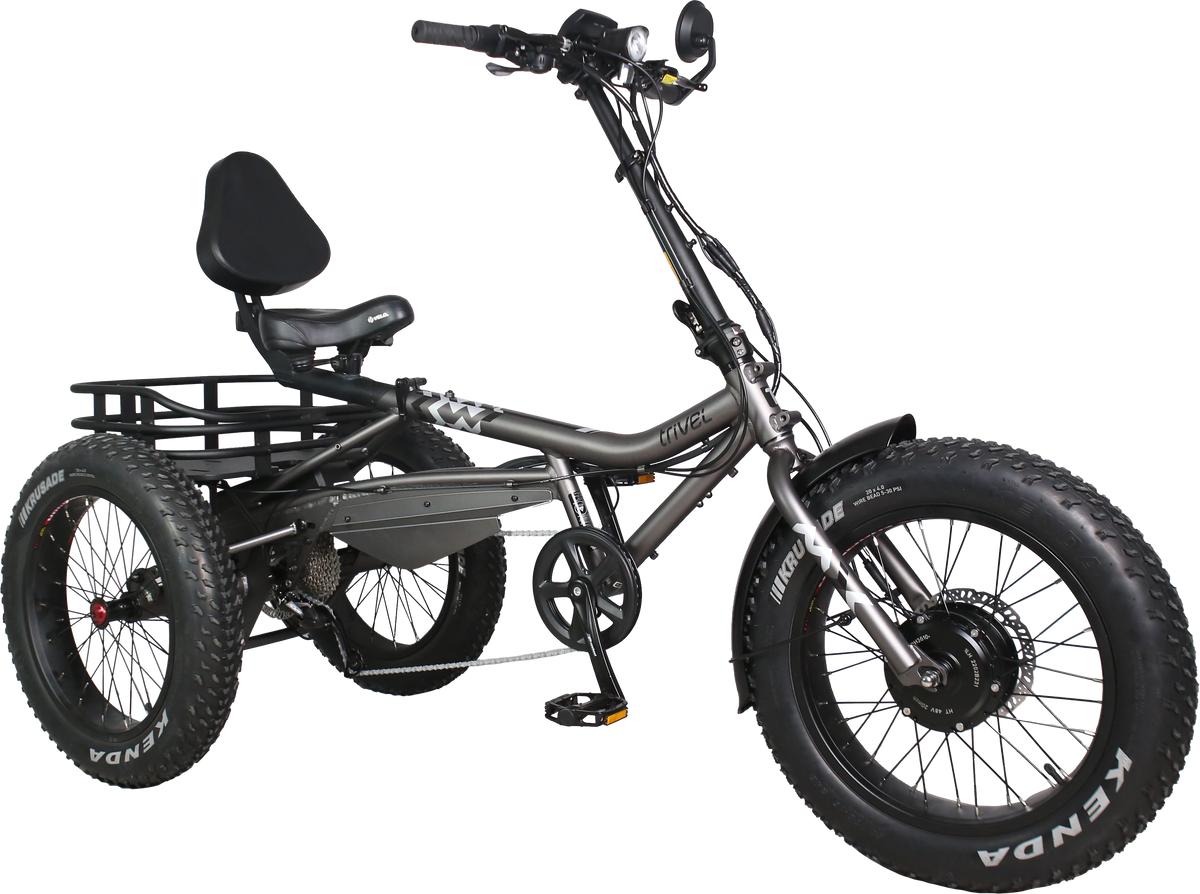 Tricycle Pliable 20 Pouces Pour Adultes – 3 Roues, Panier, Capacité 110 Kg – Jaune, Siège Réglable