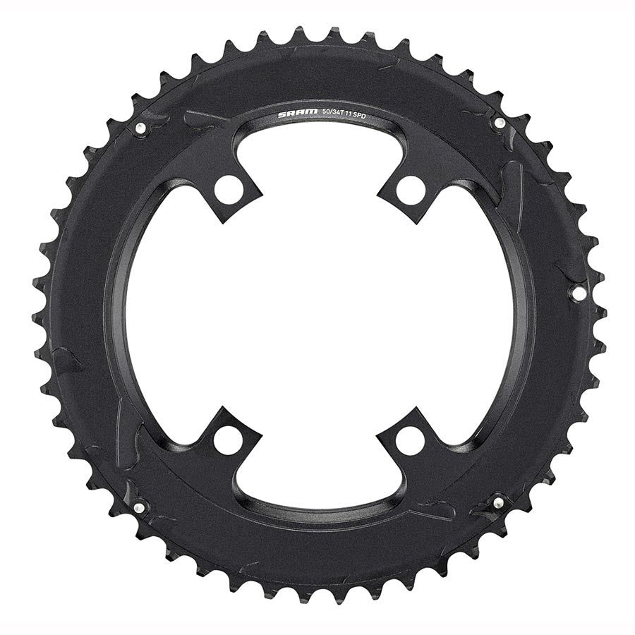 Plateaux|SRAM,_Route_110mm_Asymétrique,_Plateau,_Dents:_50,_Vitesses:_11,_BCD:_110,_Boulons:_4,_Extérieur,_Aluminium,_Noir|SRAM|Cycle_LM