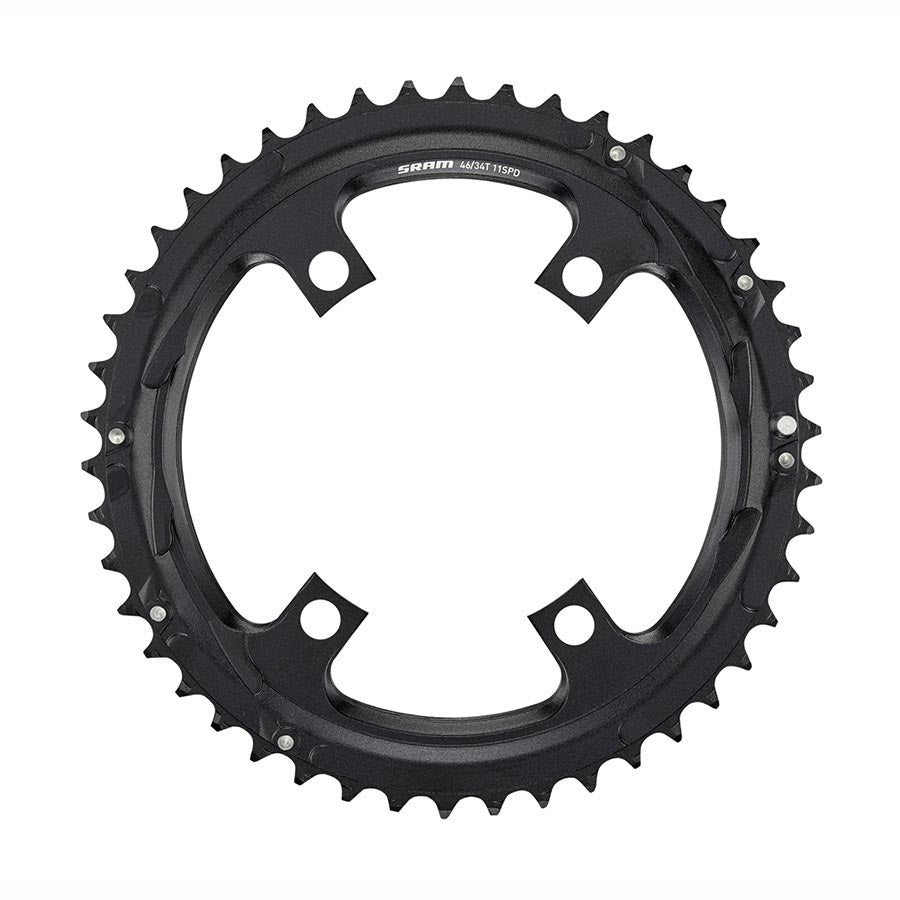 Plateaux|SRAM,_Route_110mm_Asymétrique,_Plateau,_Dents:_46,_Vitesses:_11,_BCD:_110,_Boulons:_4,_Extérieur,_Aluminium,_Noir|SRAM|Cycle_LM